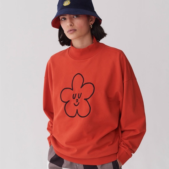 Lazy Oaf Tops - Lazy Oaf | Wallflower High Neck Sweatshirt | Medium